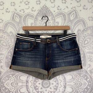 Nwt $58 Abercrombie & Fitch Y2K 90s Belted Cuffed Blue Jean Shorts Vintage 10